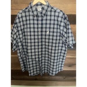 Vintage Disney World Men's Blue Plaid Mickey Mouse Button-Down SS Shirt